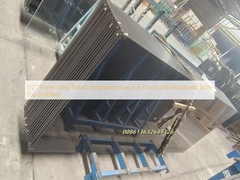 1/2' 12mm Grey Tinted Tempered Glass For Doors Wall Partitions Table Top Building